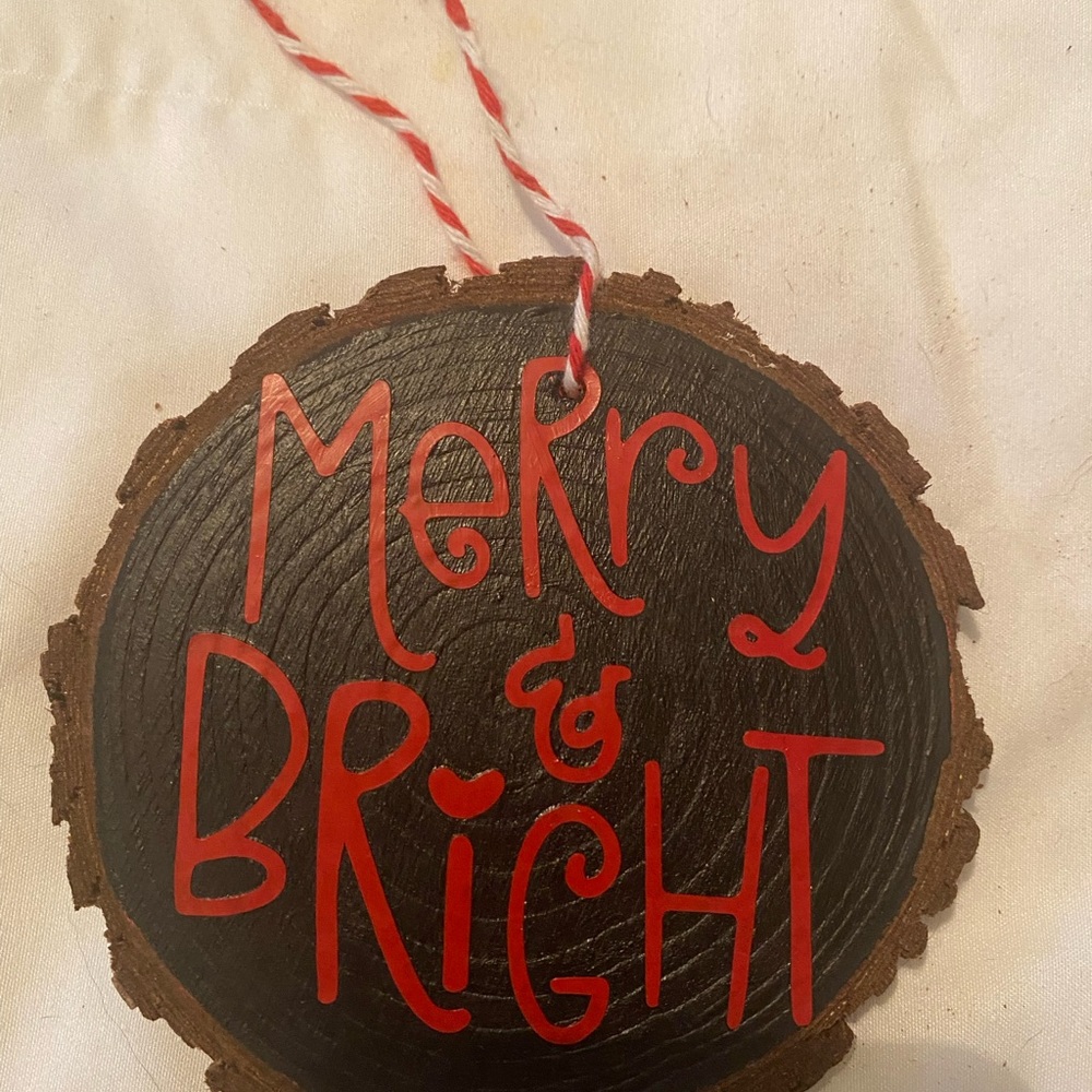 Rustic Merry & Bright Holiday Ornament
